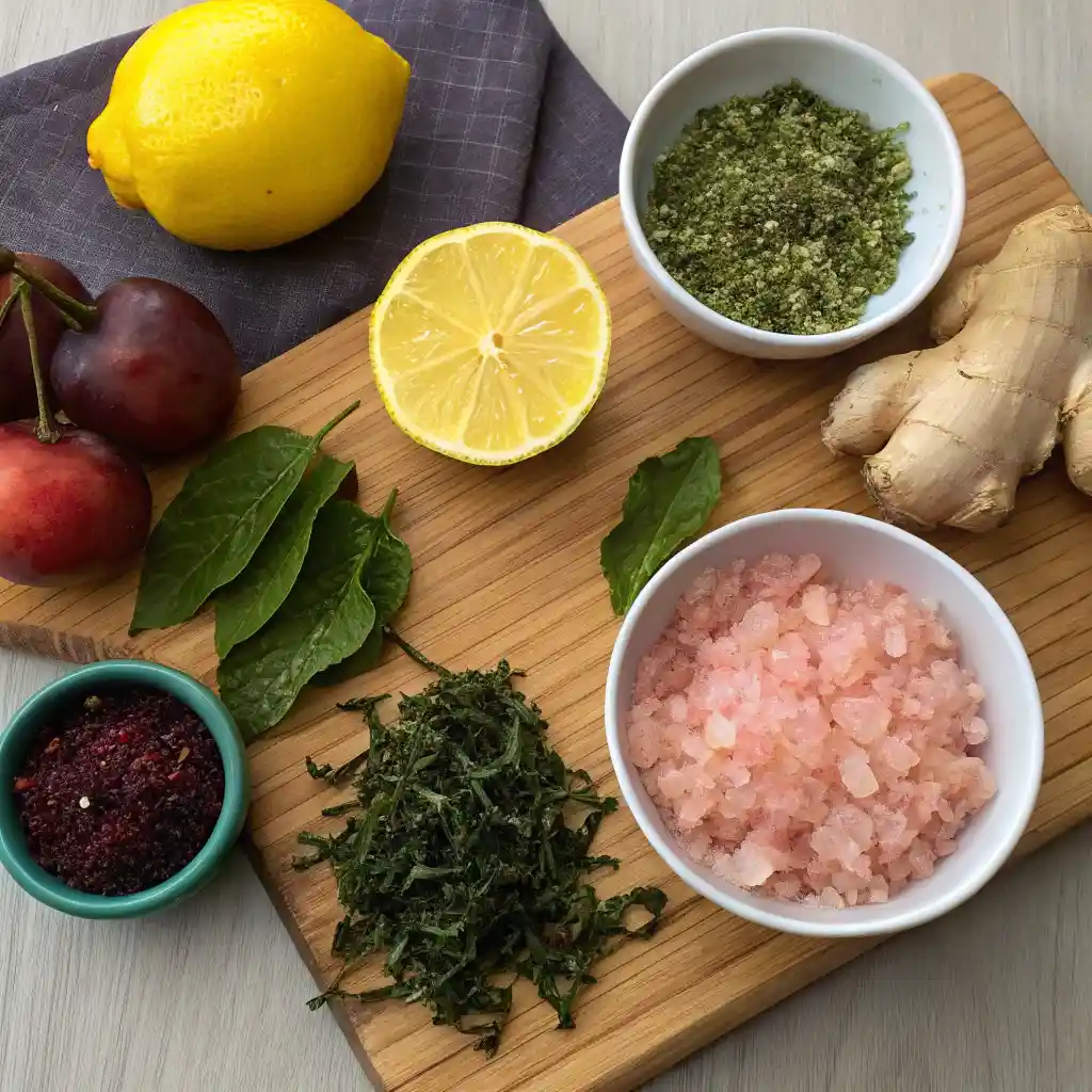 Core ingredients in the japanese mounjaro recipe laid on wooden surface