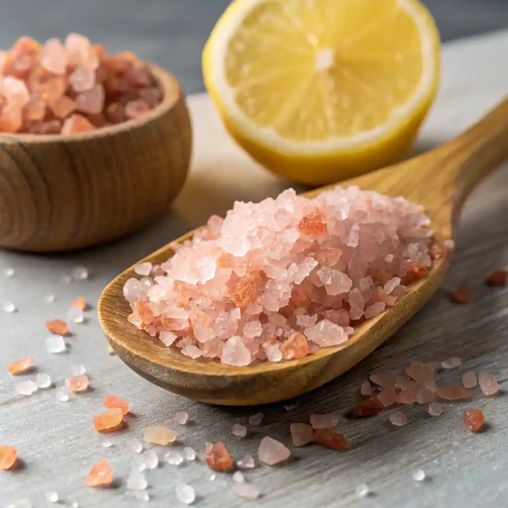 Ingredients for pink salt diet recipe in close-up