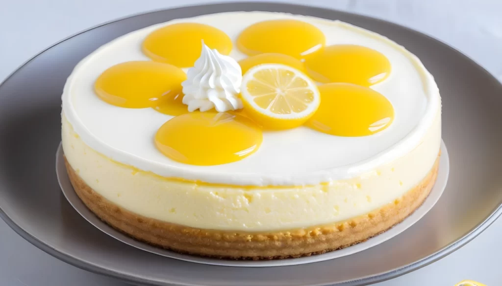 Baked Lemon Curd Cheesecake with Butter Cookies and Mascarpone