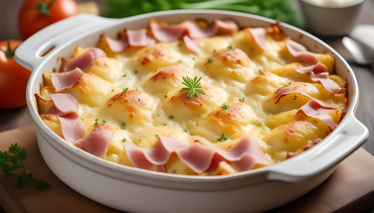 Creamy Scalloped Potatoes with Ham and Cheese