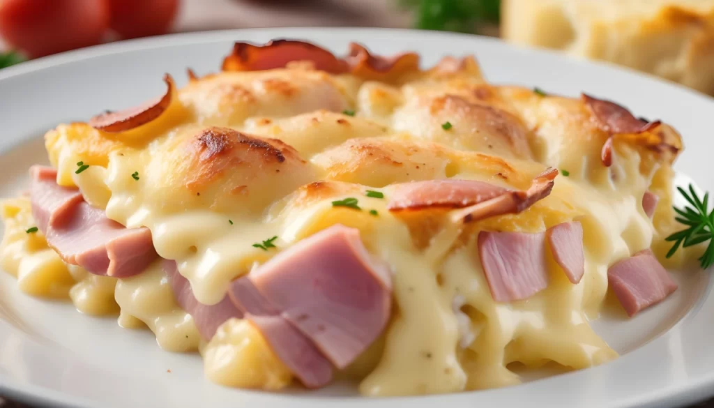 Creamy Scalloped Potatoes with Ham and Cheese