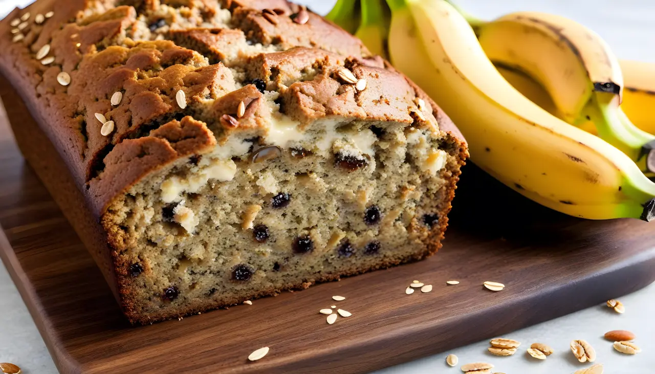 Healthy Banana Bread with Oats and Yogurt