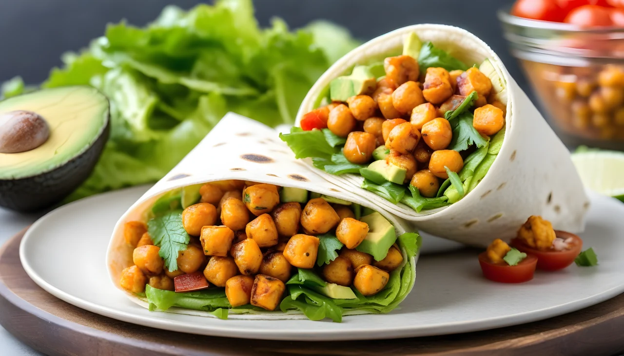 Roasted Buffalo Chickpea Wraps (Spicy or Not)