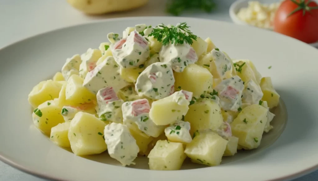 Simple Potato Salad with Eggs and Mayonnaise