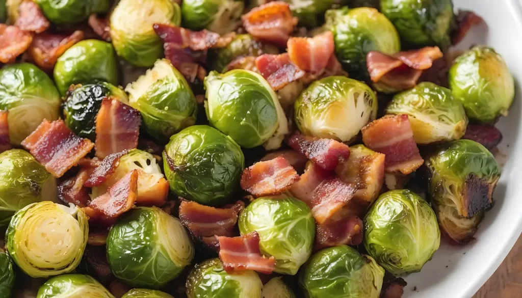 Roasted Brussel Sprouts with Bacon and Parmesan