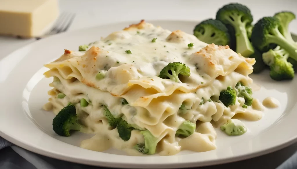 Easy Chicken Alfredo Lasagna with Broccoli