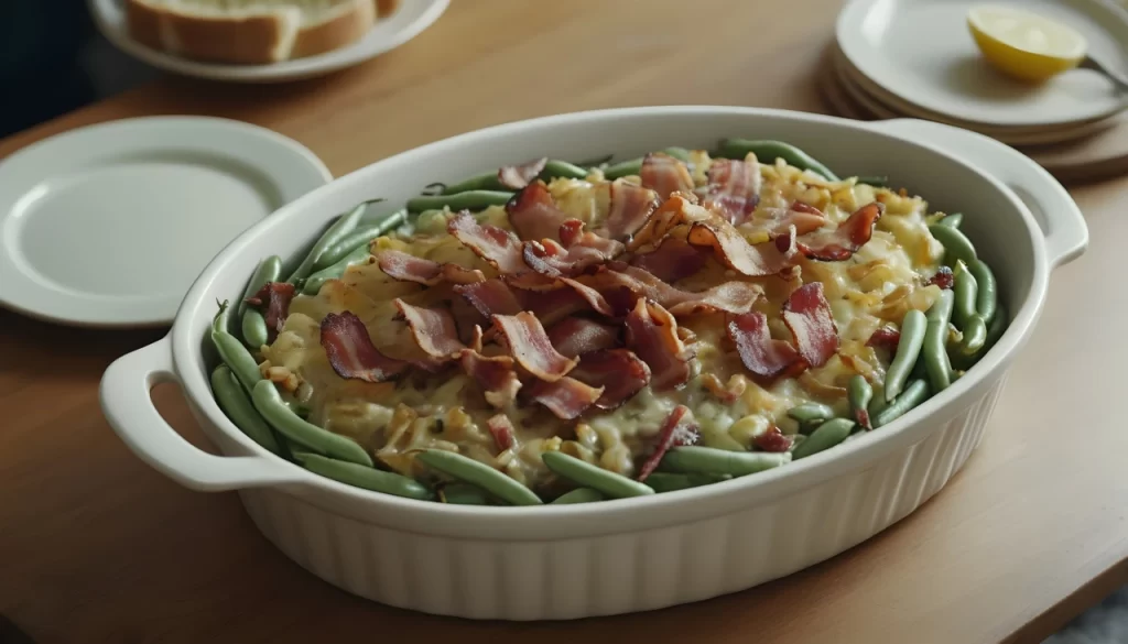 Green Bean Casserole with Bacon and Garlic