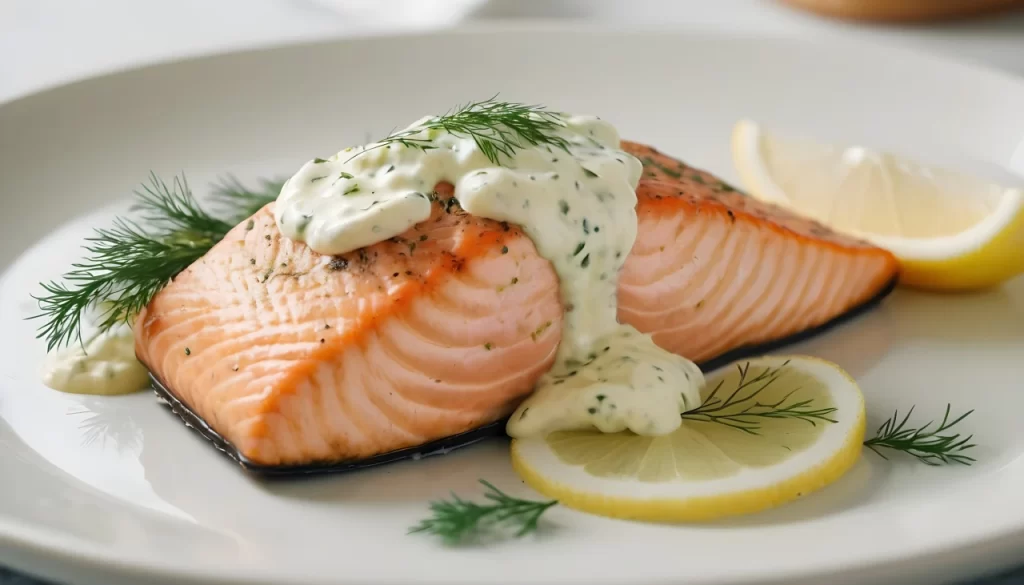 Baked Salmon with Mayo and Dill