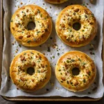 Almond Flour bagels with everything seasoning fresh from oven