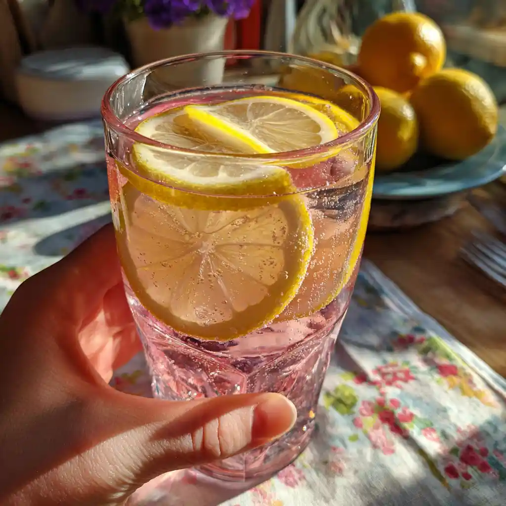 Pink salt diet recipe detox drink in glass