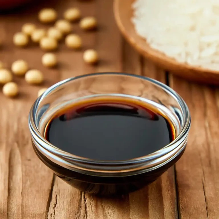 gluten-free soy sauce in a glass bowl on a wooden table