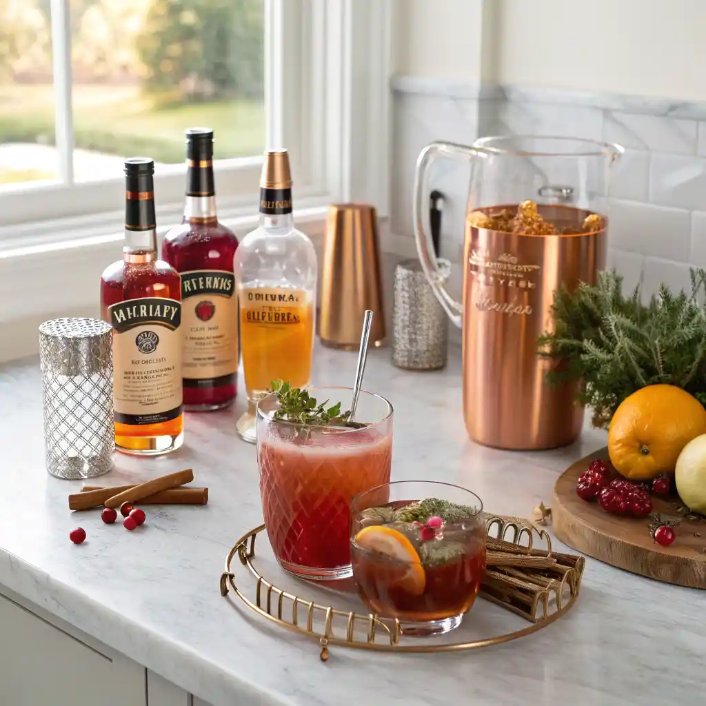 Essential spirits and ingredients for making thanksgiving cocktail recipes at home