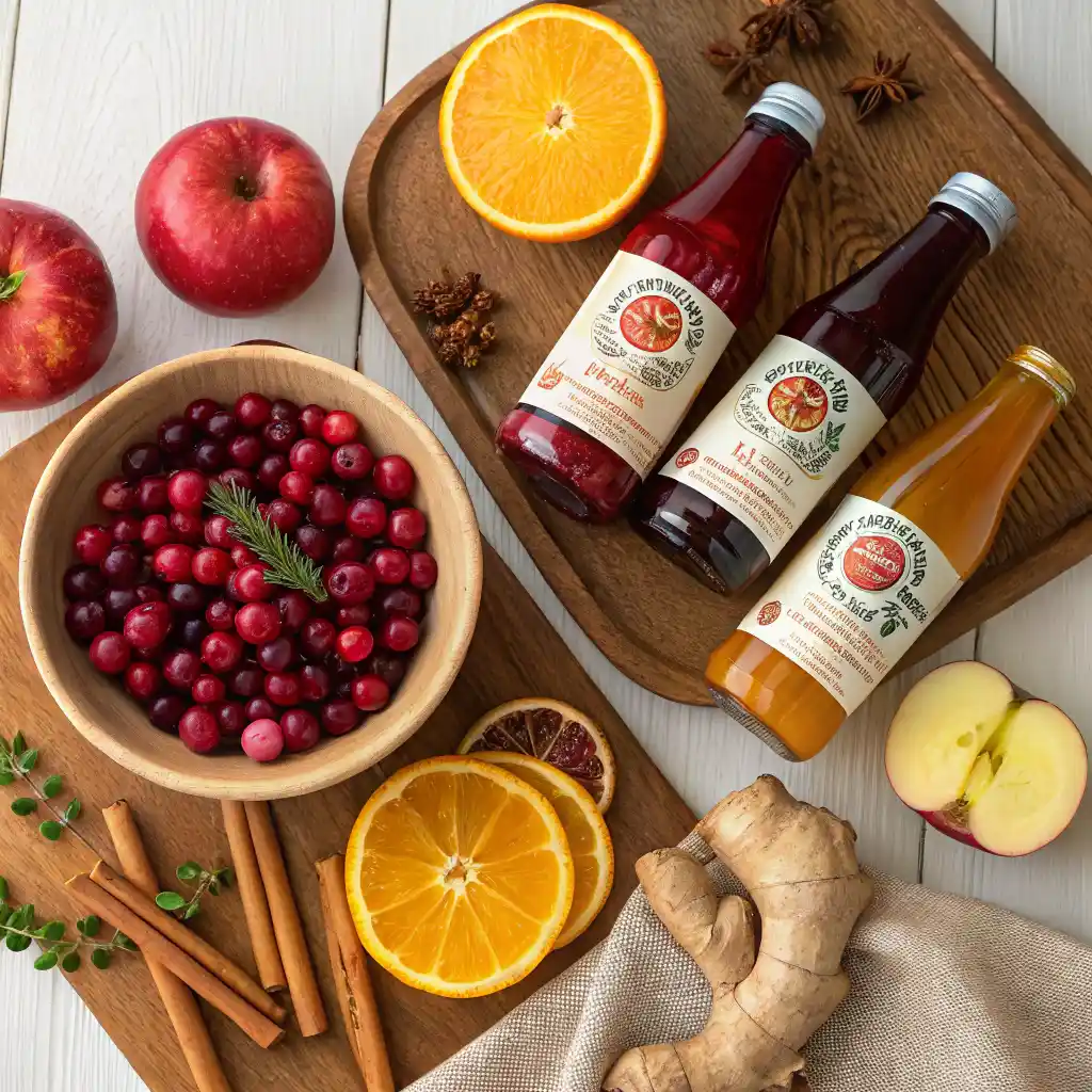 Ingredients for non-alcoholic Thanksgiving punch recipe