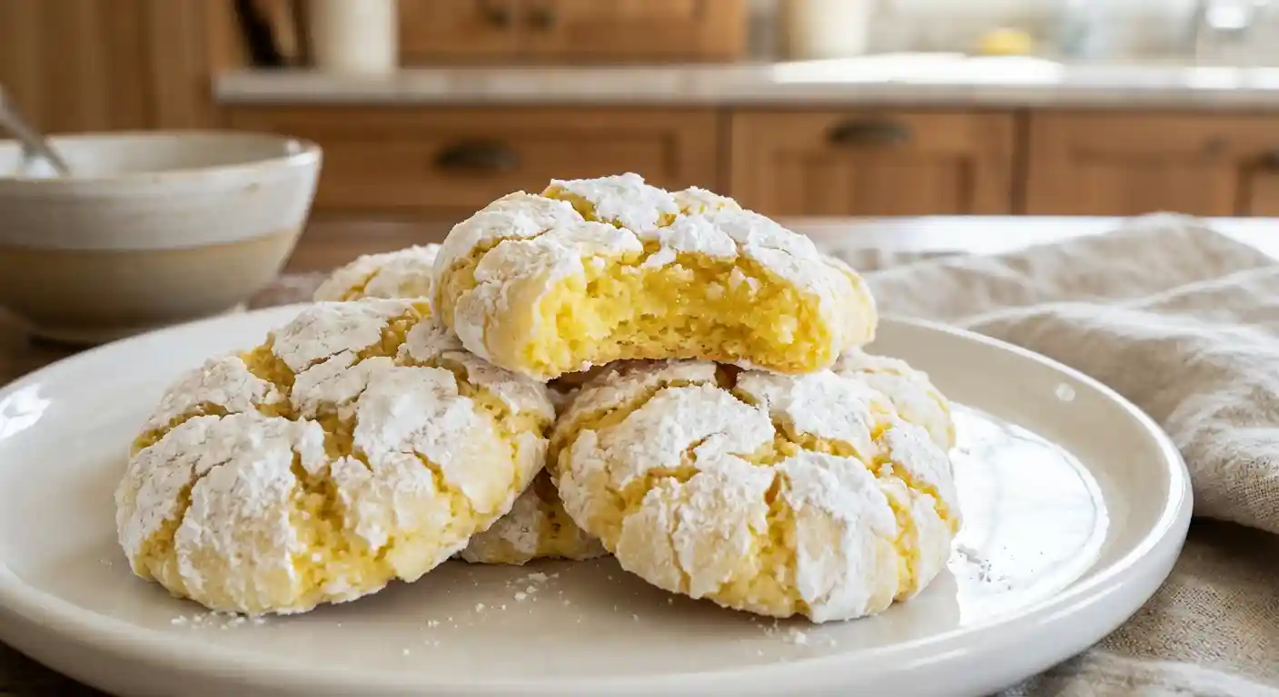 Lemon Crinkle Cookies 2 Soft and chewy lemon crinkle cookies with powdered sugar crackled tops
