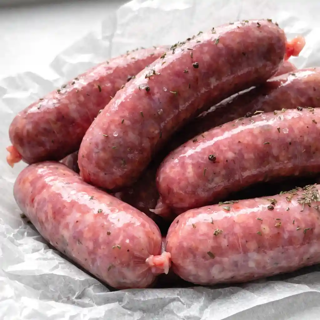 Chicken Sausage How to Make It at Home 2 Fresh raw chicken sausage links seasoned with herbs and spices