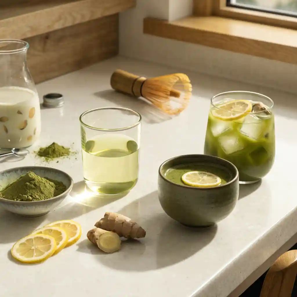 Matcha Weight Loss Recipe 3 Matcha powder being whisked with hot water for a homemade matcha drink