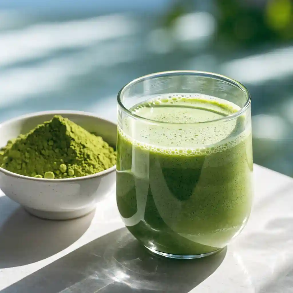 Matcha weight loss recipe served as a Japanese-inspired green matcha drink